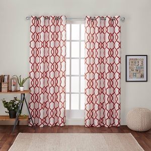 Orange Trellis Pattern Light Filtering Curtains
